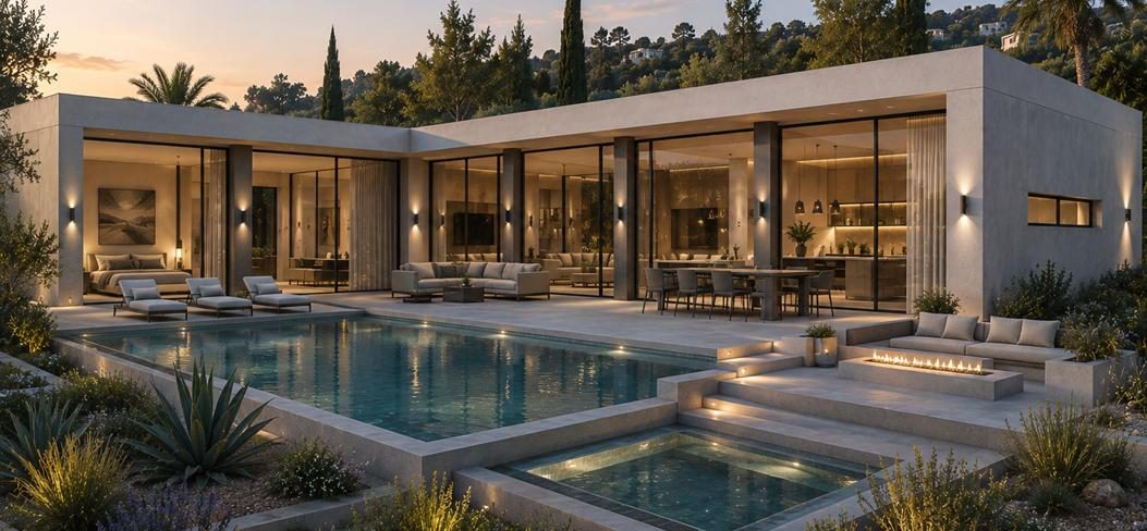 Illuminated FLOW residence with pool